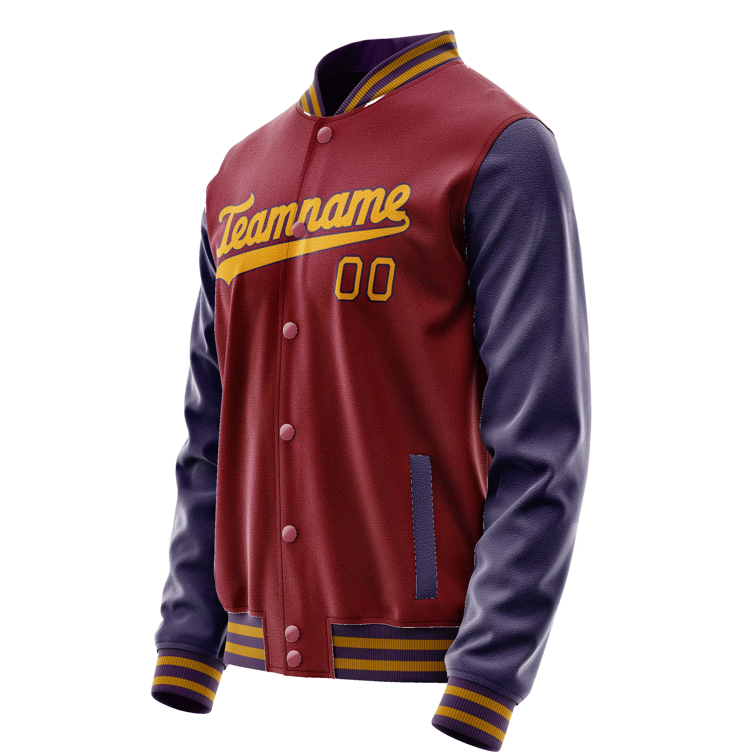 Custom Crimson Navy Solid Color Varsity Letterman Jacket sold by Tailorly product image thumbnail 4