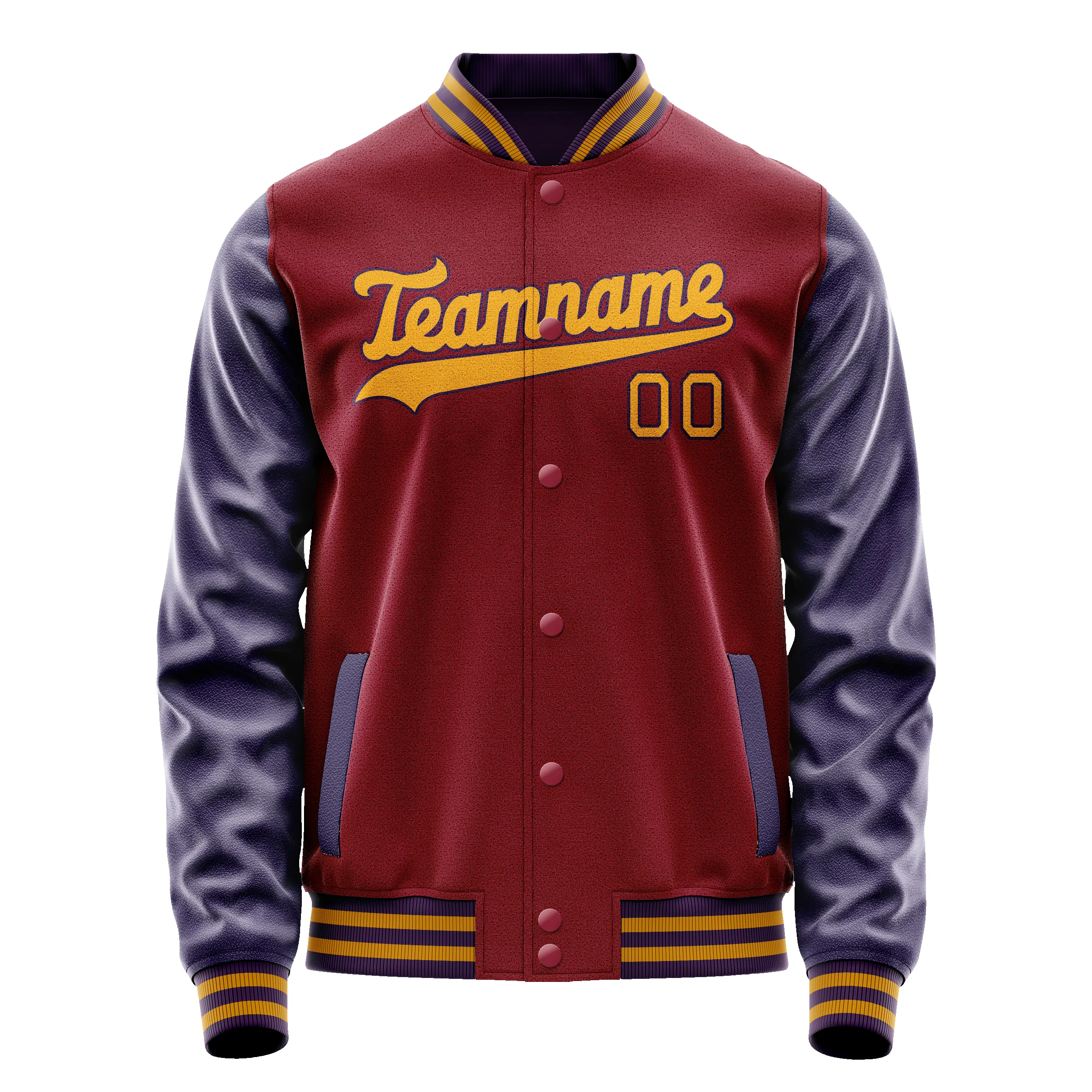 Custom Crimson Navy Solid Color Varsity Letterman Jacket sold by Tailorly product image thumbnail 2