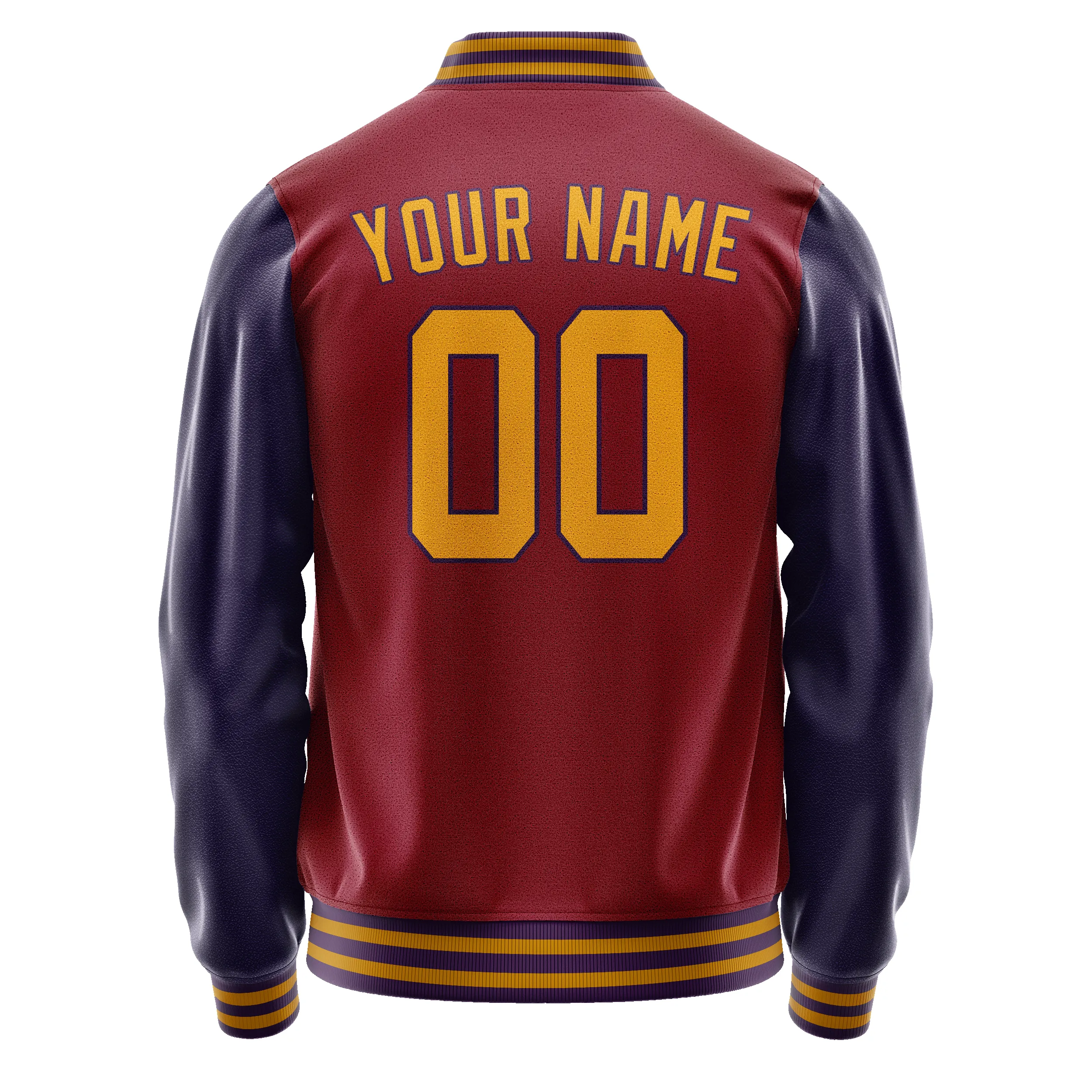 Custom Crimson Navy Solid Color Varsity Letterman Jacket sold by Tailorly product image thumbnail 3