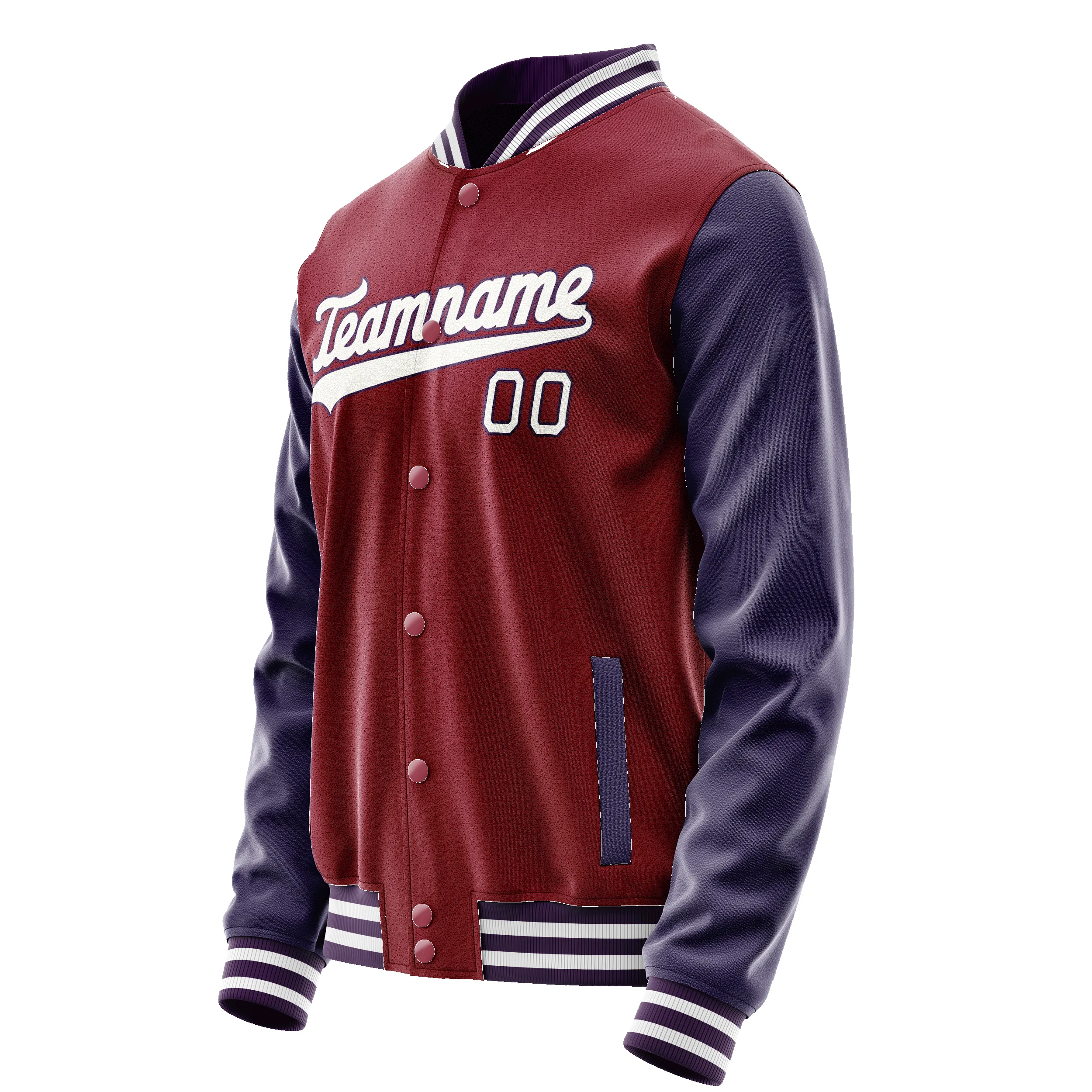 Custom Crimson Navy Solid Color Varsity Letterman Jacket sold by Tailorly product image thumbnail 4