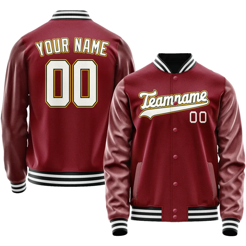 Custom Crimson White Solid Color Varsity Letterman Jacket sold by Tailorly