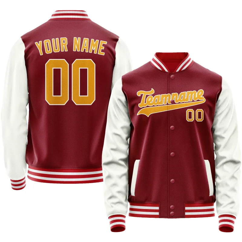 Custom Crimson White Solid Color Varsity Letterman Jacket sold by Tailorly
