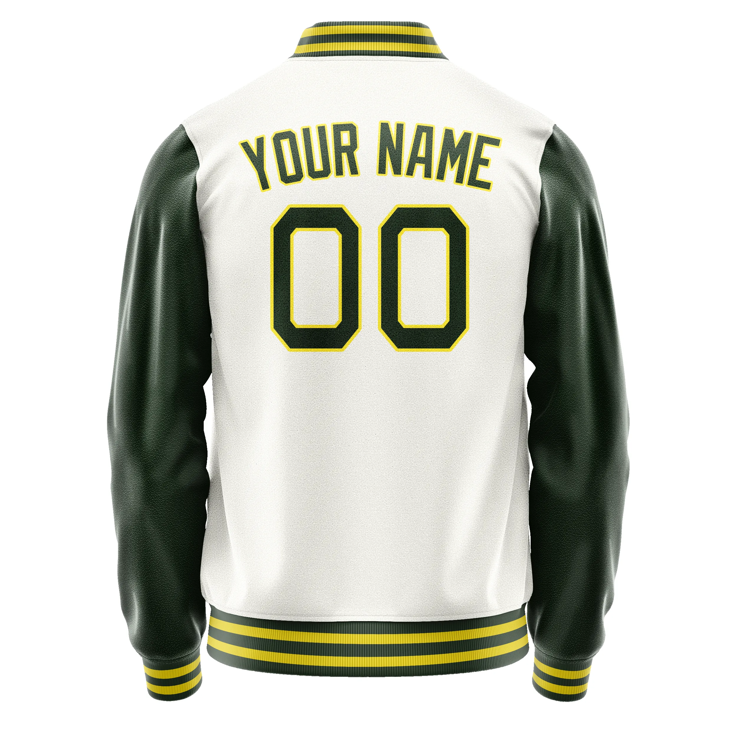 Custom White Kelly-Green Solid Color Varsity Letterman Jacket sold by Tailorly product image thumbnail 3