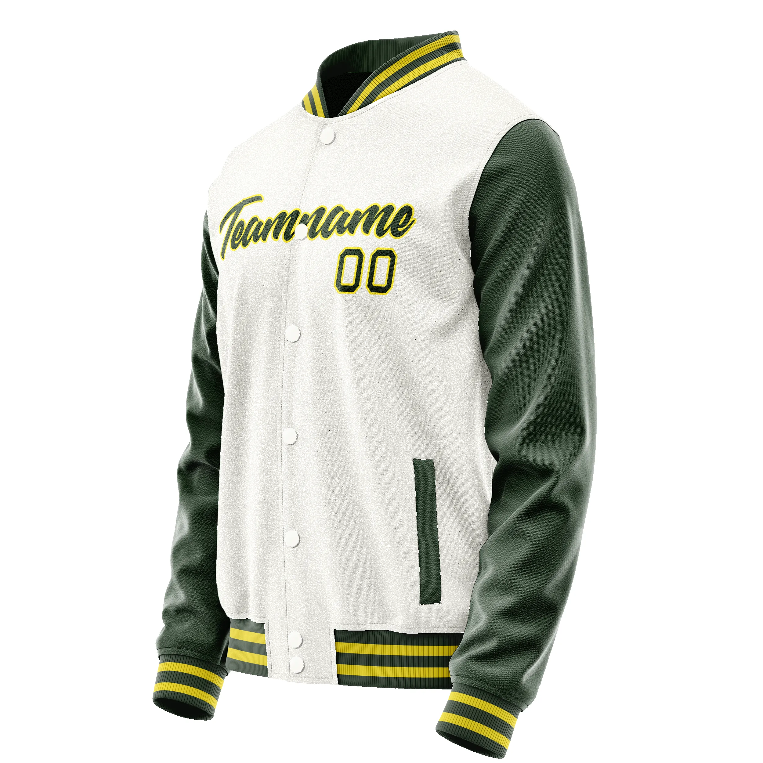Custom White Kelly-Green Solid Color Varsity Letterman Jacket sold by Tailorly product image thumbnail 4
