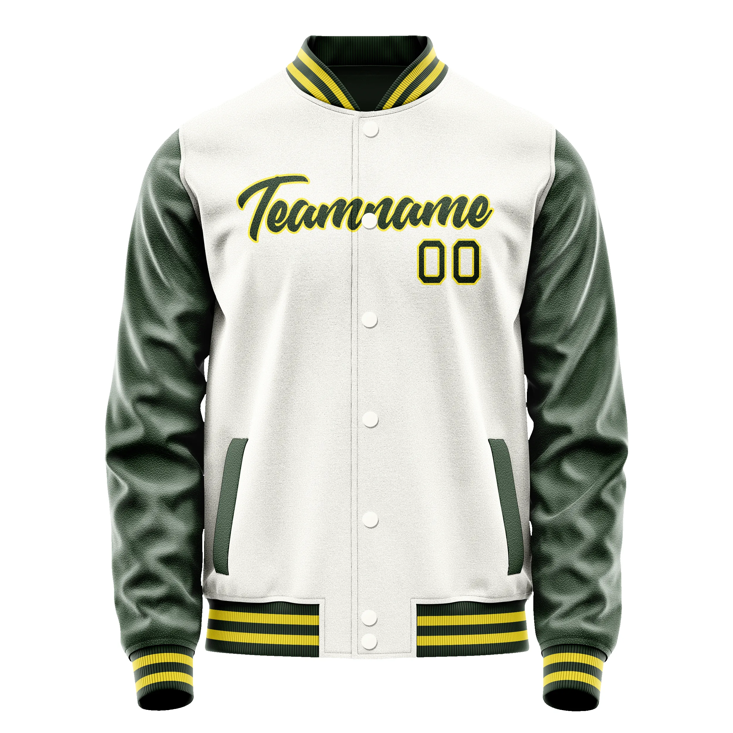 Custom White Kelly-Green Solid Color Varsity Letterman Jacket sold by Tailorly product image thumbnail 2