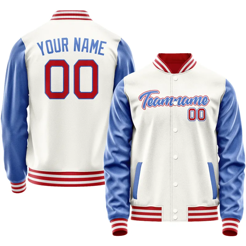 Custom White Royal Solid Color Varsity Letterman Jacket sold by Tailorly