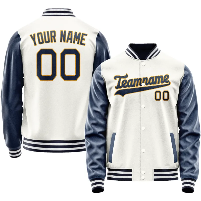 Custom White Royal Solid Color Varsity Letterman Jacket sold by Tailorly