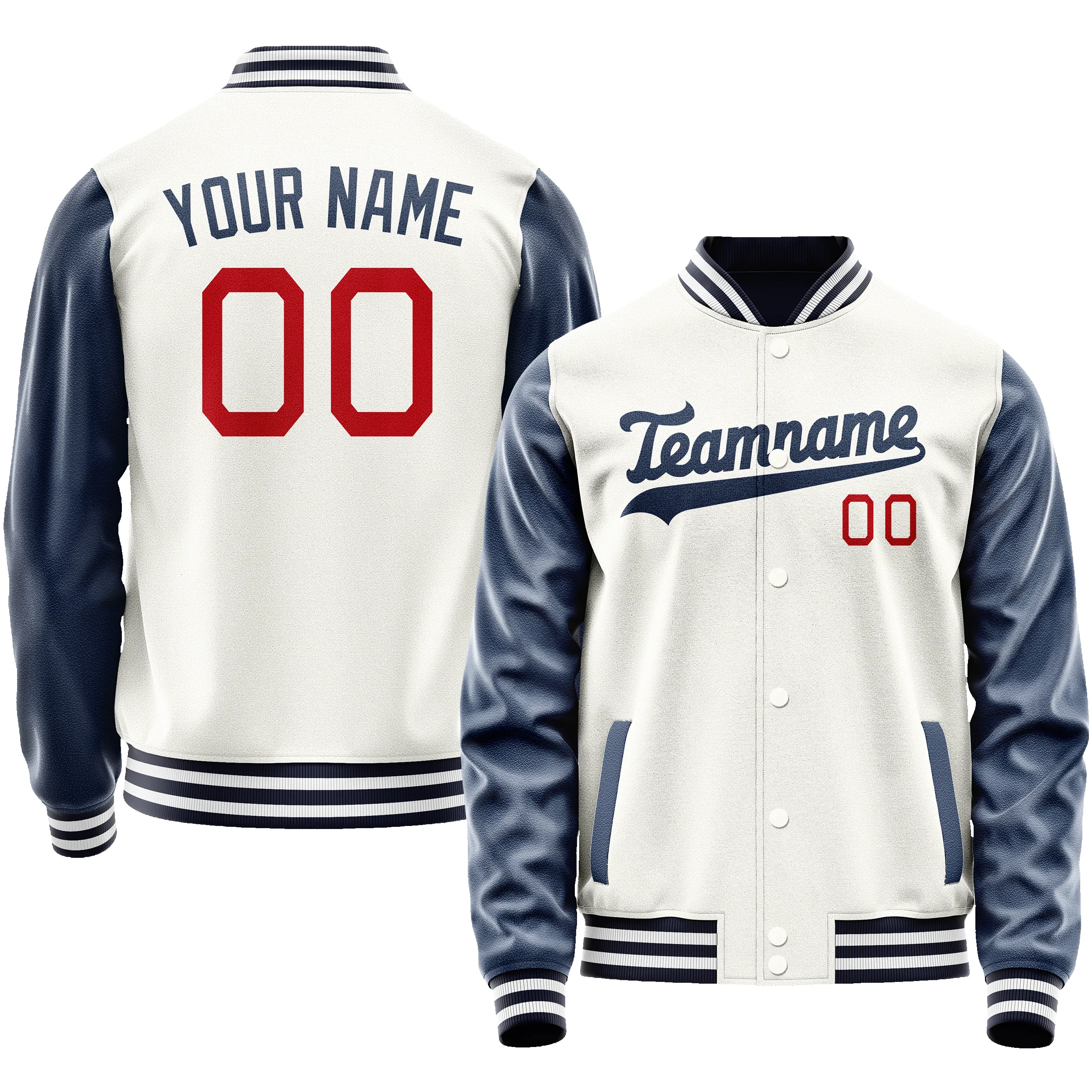 Custom White Royal Solid Color Varsity Letterman Jacket sold by Tailorly
