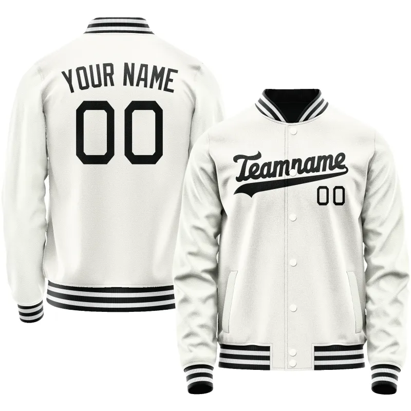 Custom White Black Solid Color Varsity Letterman Jacket sold by Tailorly