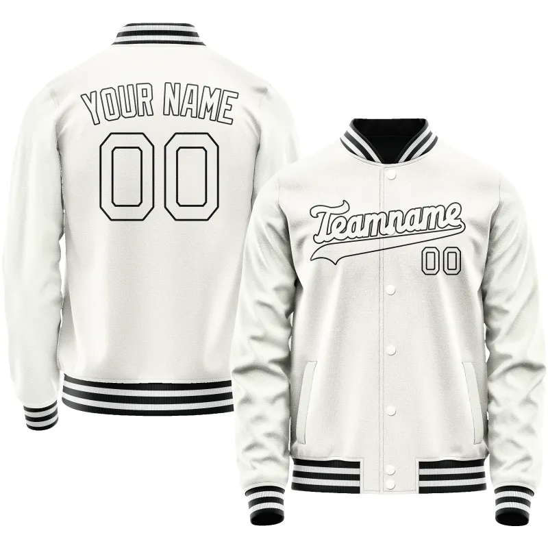 Custom White Black Solid Color Varsity Letterman Jacket sold by Tailorly