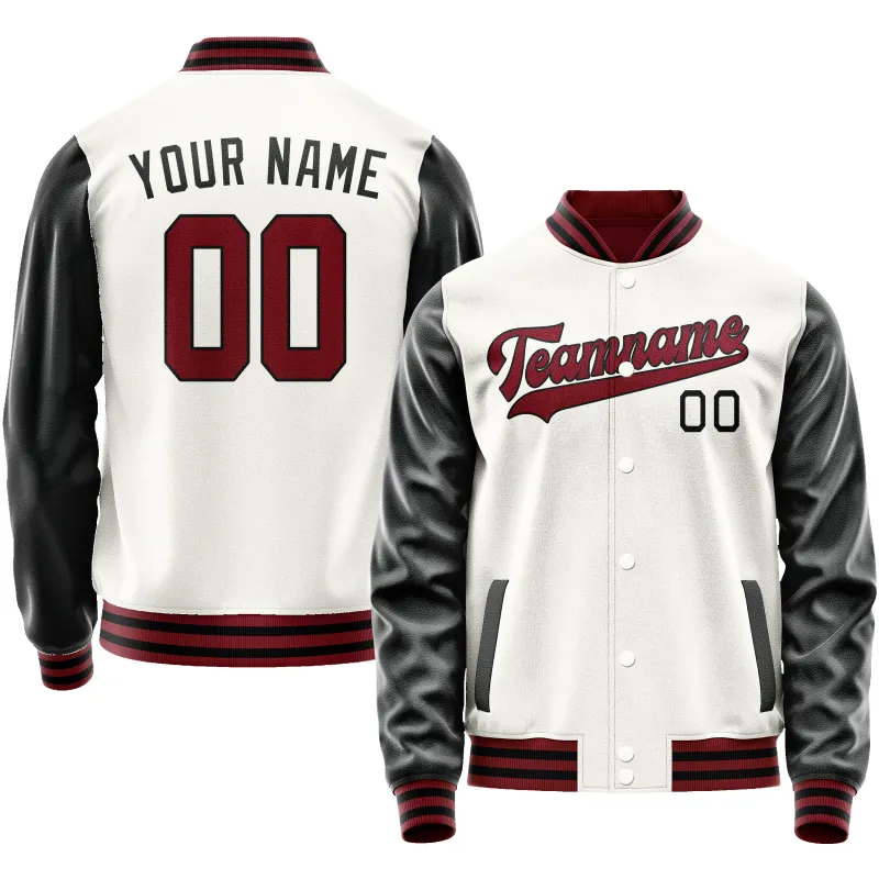 Custom White Black Solid Color Varsity Letterman Jacket sold by Tailorly