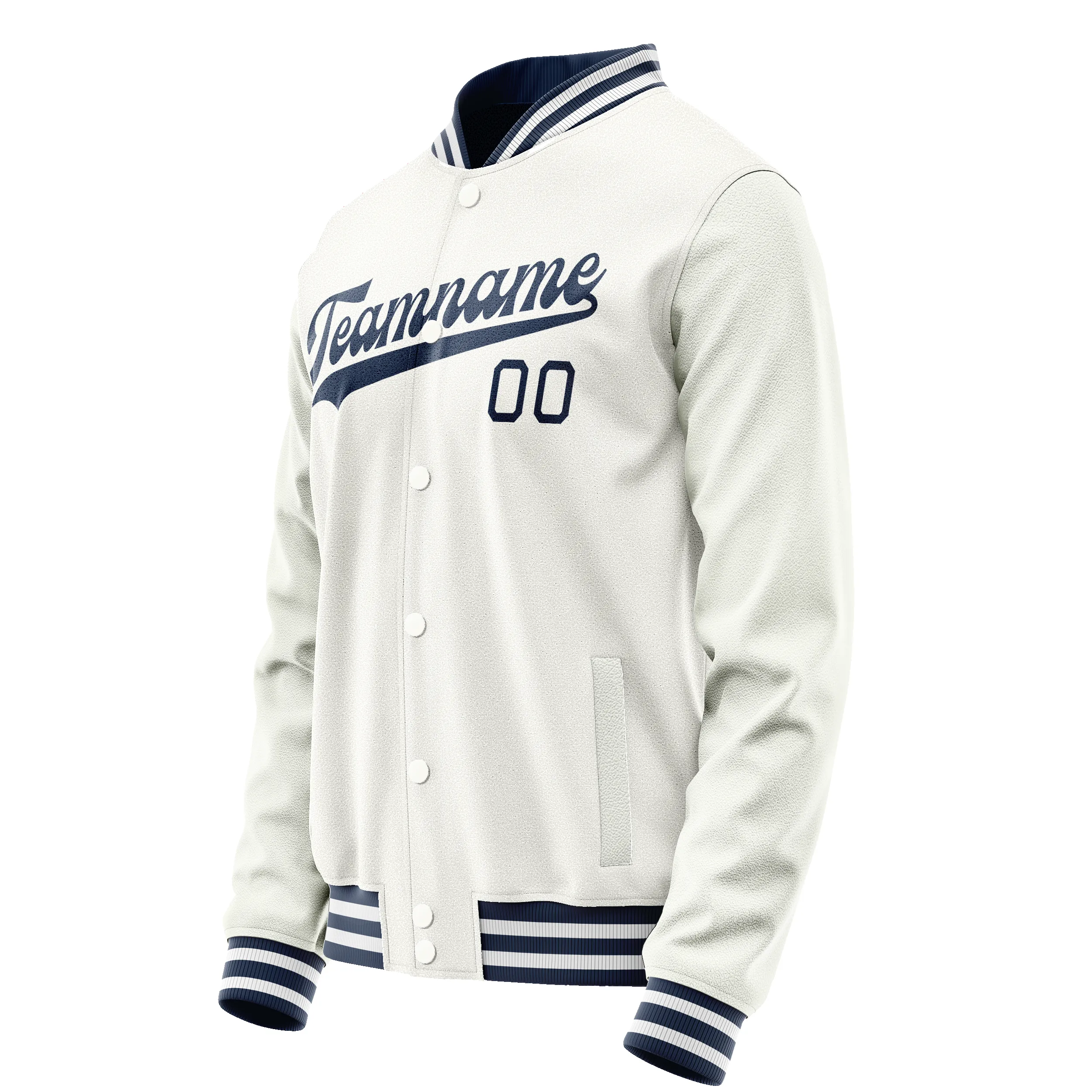 Custom White Navy Solid Color Varsity Letterman Jacket sold by Tailorly product image thumbnail 4