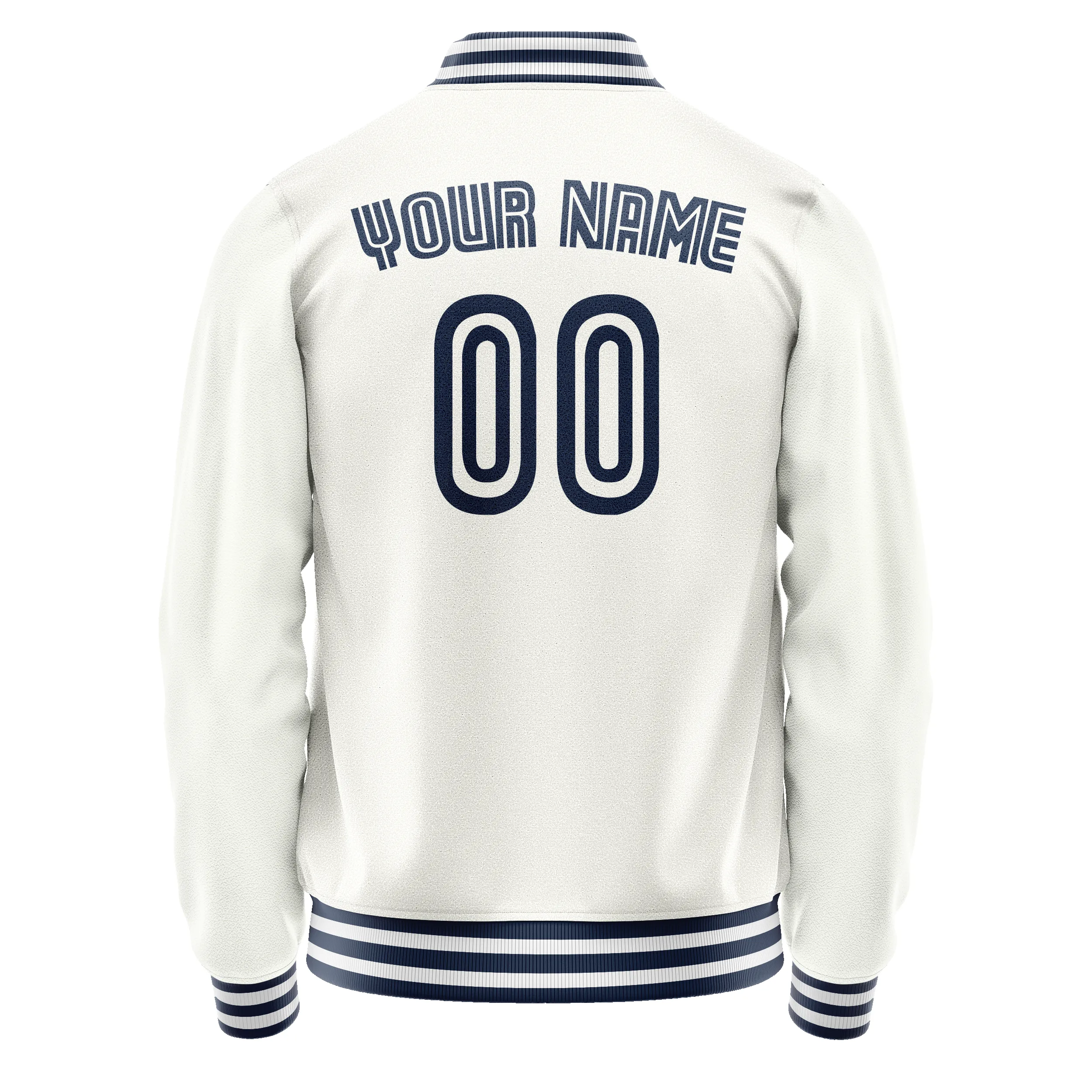 Custom White Navy Solid Color Varsity Letterman Jacket sold by Tailorly product image thumbnail 3