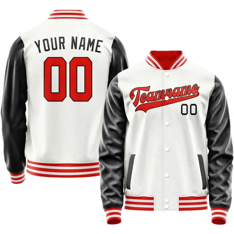 Custom White Black Solid Color Varsity Letterman Jacket sold by Tailorly