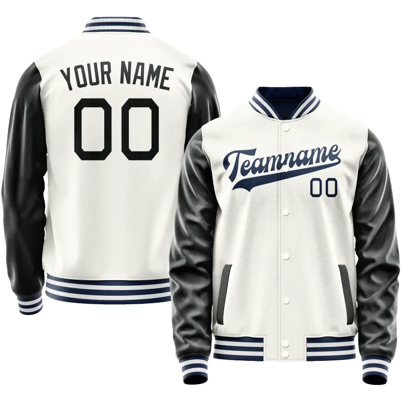 Custom White Black Solid Color Varsity Letterman Jacket sold by Tailorly