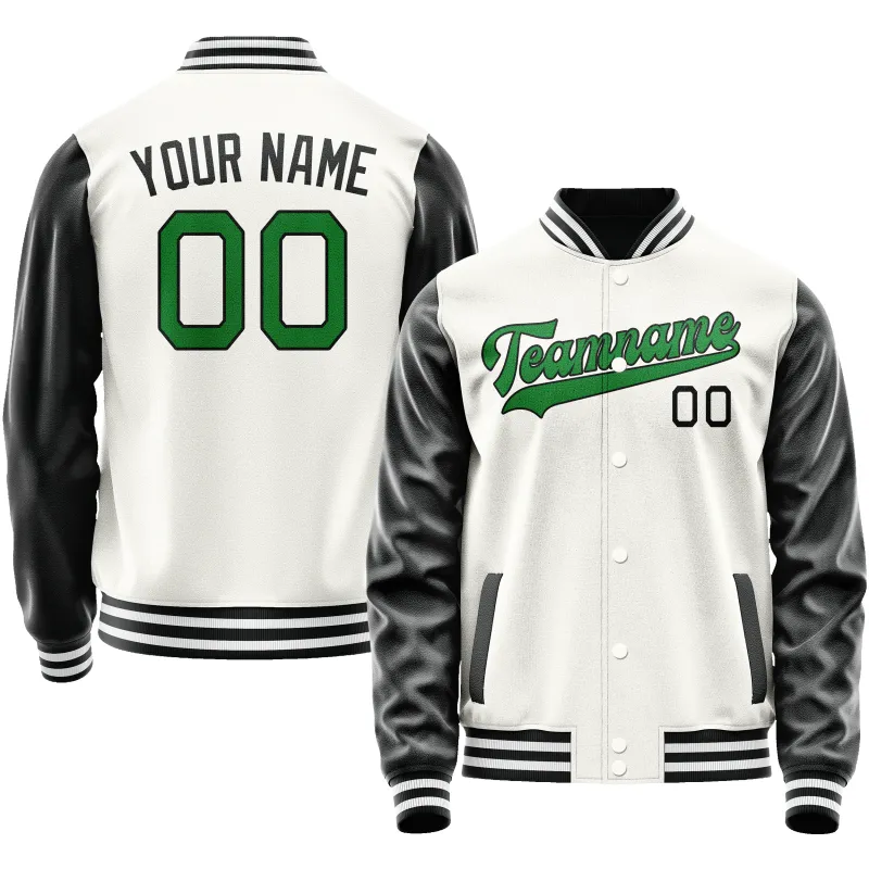 Custom White Black Solid Color Varsity Letterman Jacket sold by Tailorly