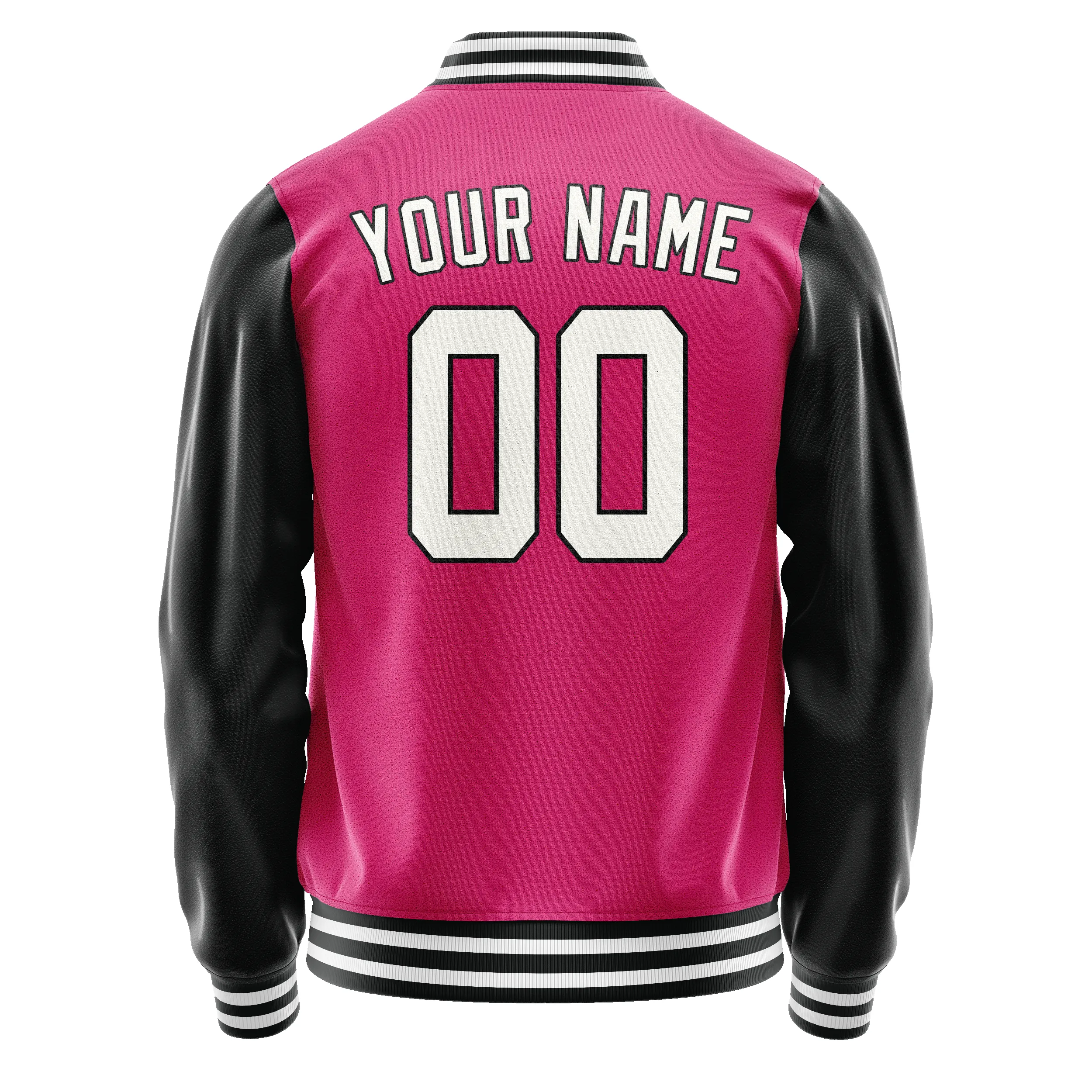 Custom Pink Black Solid Color Varsity Letterman Jacket sold by Tailorly product image thumbnail 3