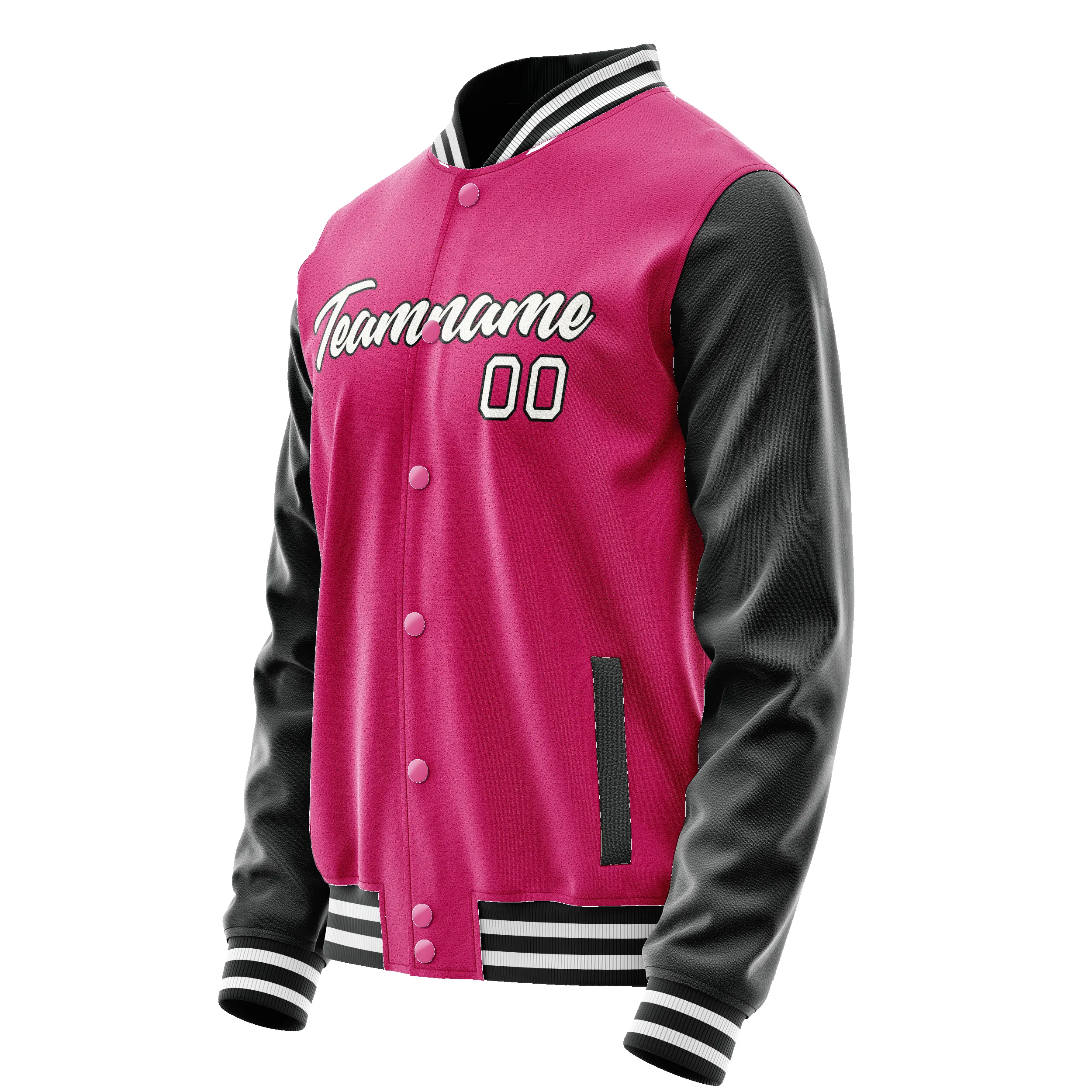 Custom Pink Black Solid Color Varsity Letterman Jacket sold by Tailorly product image thumbnail 4