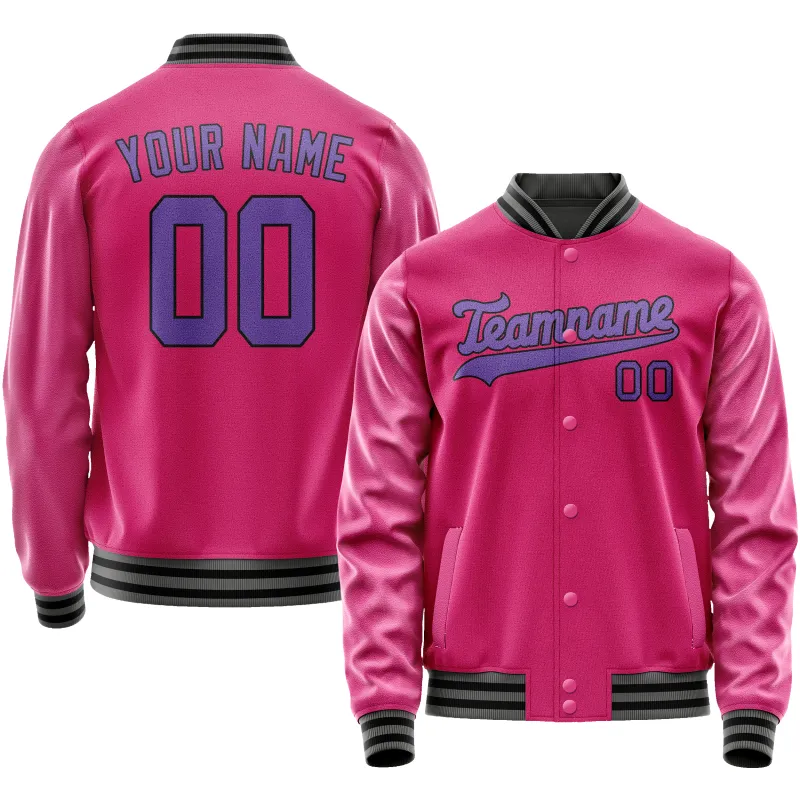 Custom Pink Purple Solid Color Varsity Letterman Jacket sold by Tailorly