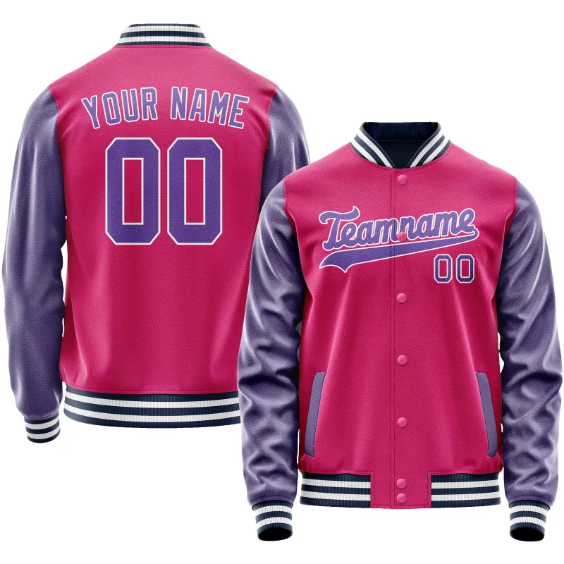 Custom Pink Purple Solid Color Varsity Letterman Jacket sold by Tailorly