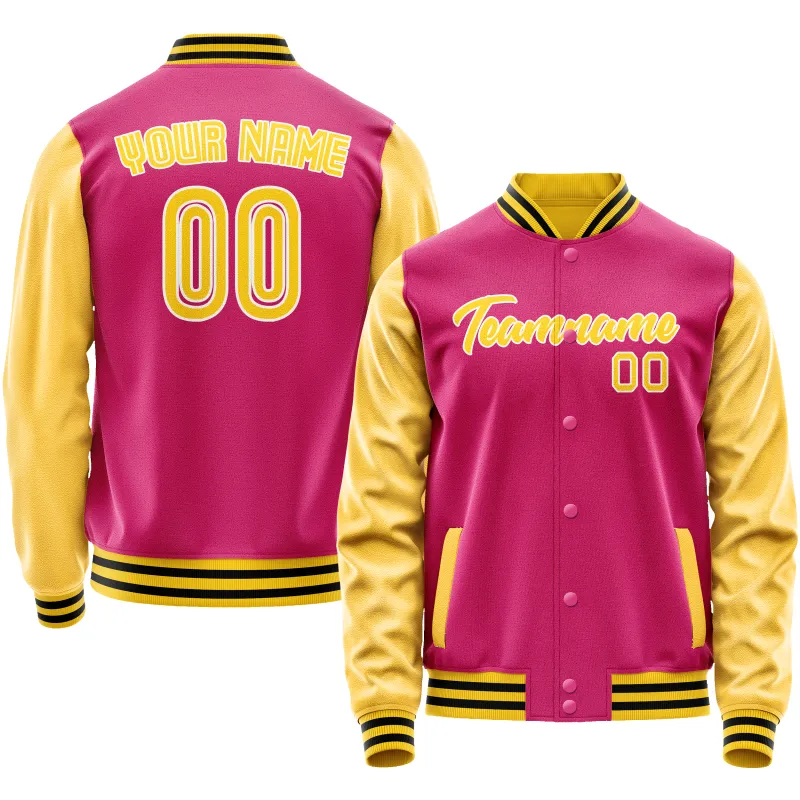 Custom Pink Gold Solid Color Varsity Letterman Jacket sold by Tailorly