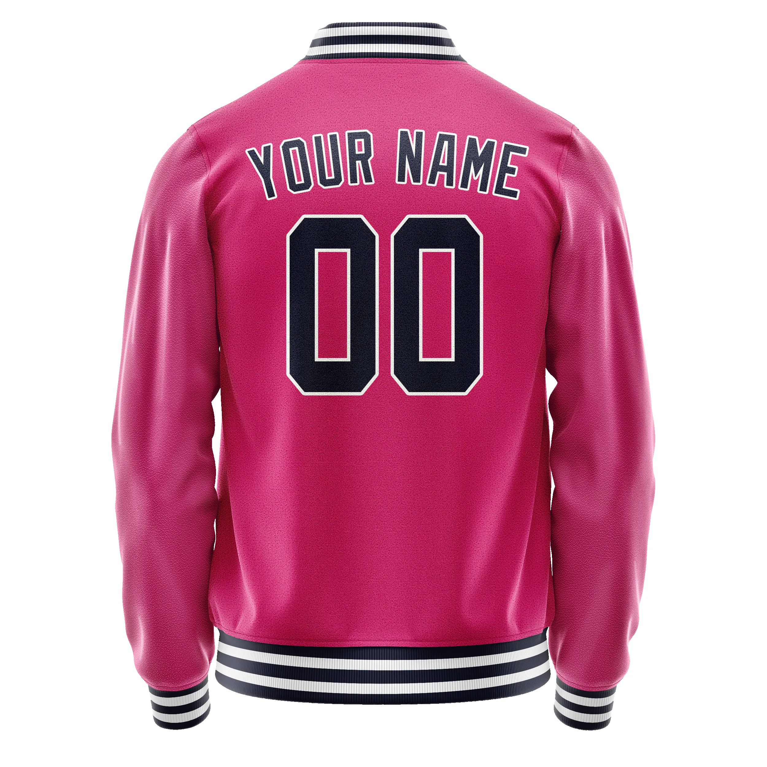 Custom Pink Black Solid Color Varsity Letterman Jacket sold by Tailorly product image thumbnail 3