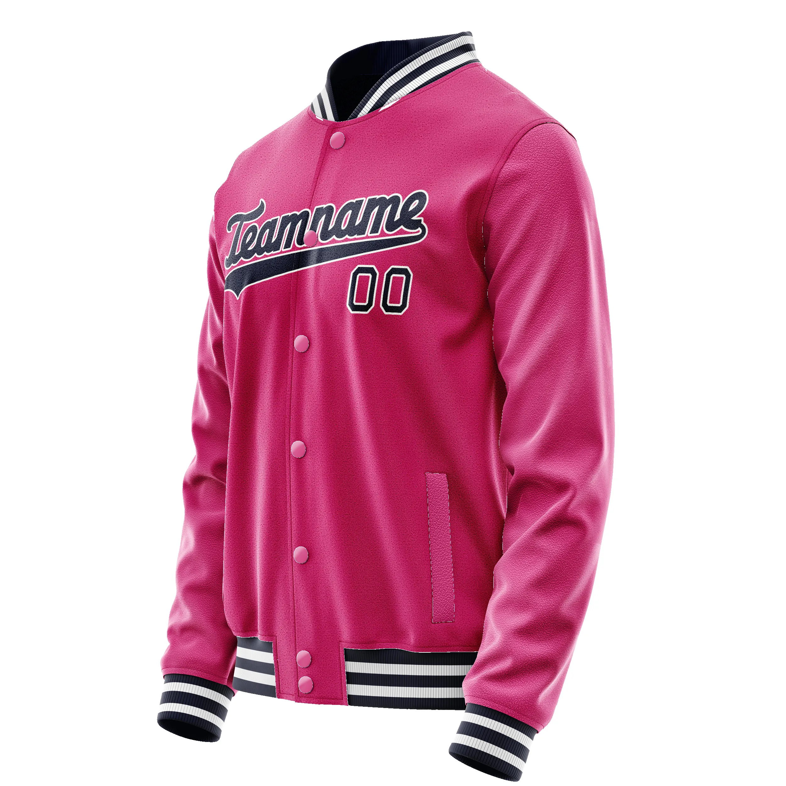 Custom Pink Black Solid Color Varsity Letterman Jacket sold by Tailorly product image thumbnail 4