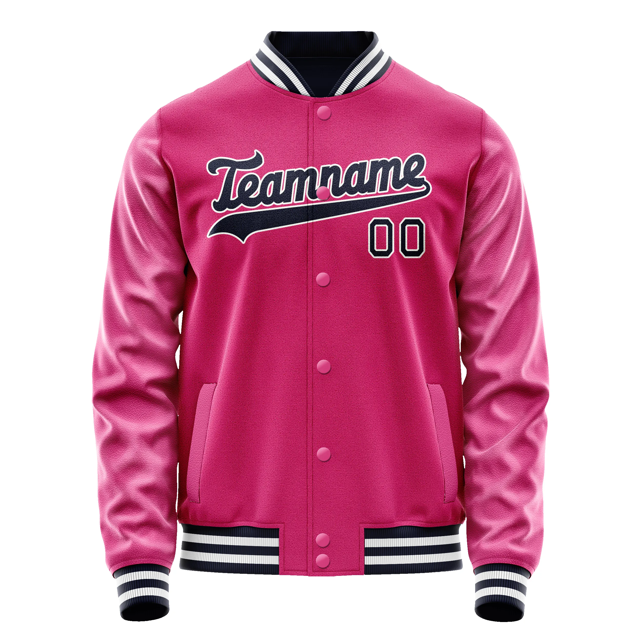 Custom Pink Black Solid Color Varsity Letterman Jacket sold by Tailorly product image thumbnail 2