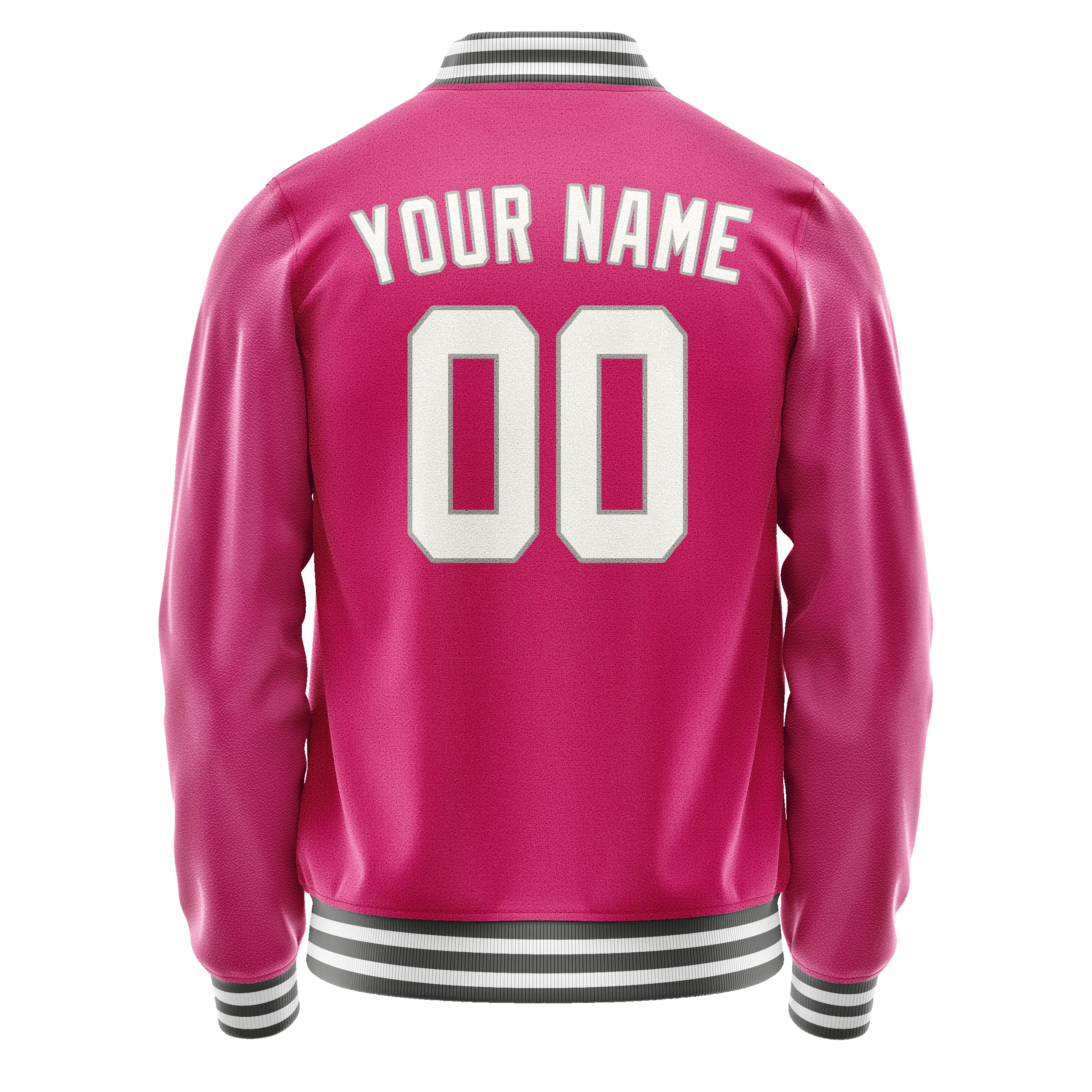 Custom Pink Gray Solid Color Varsity Letterman Jacket sold by Tailorly product image thumbnail 3