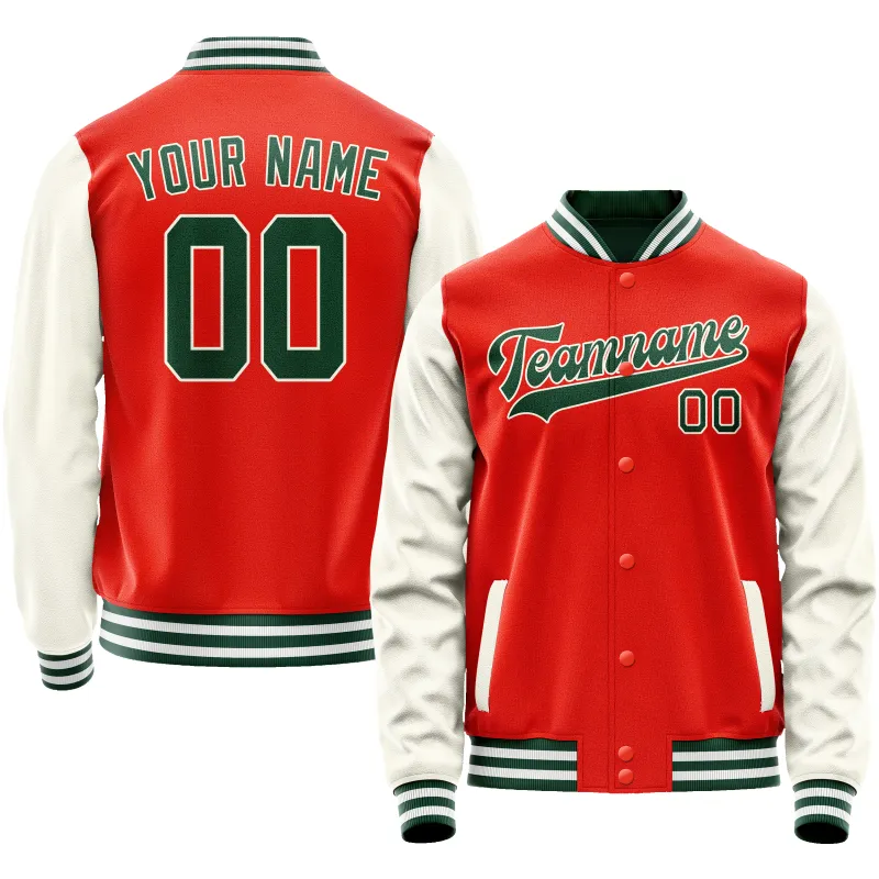 Custom Orange Cream Solid Color Varsity Letterman Jacket sold by Tailorly
