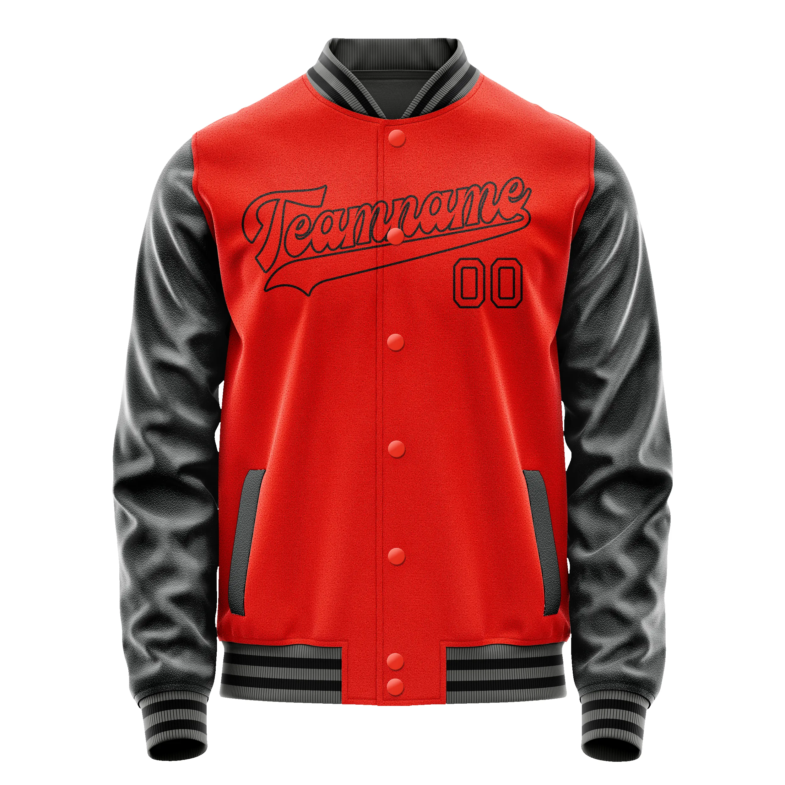 Custom Orange Black Solid Color Varsity Letterman Jacket sold by Tailorly product image thumbnail 2