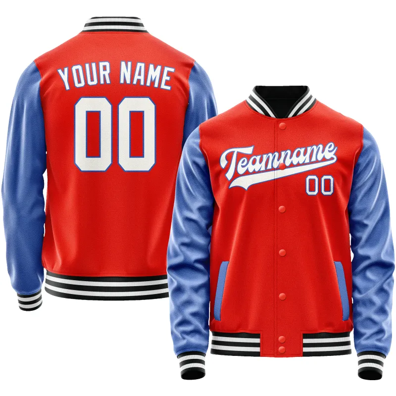 Custom Orange Royal Solid Color Varsity Letterman Jacket sold by Tailorly
