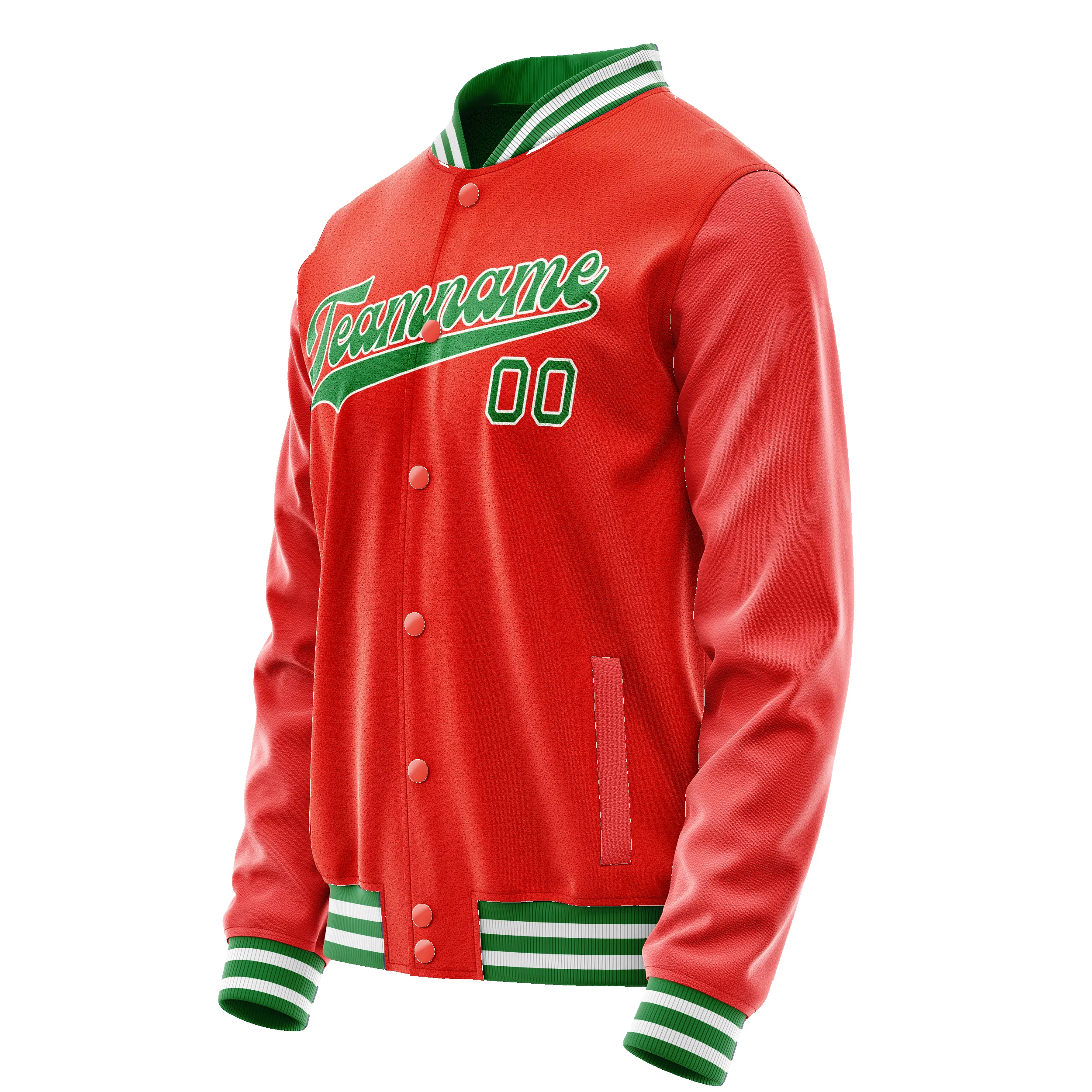 Custom Orange Teal Solid Color Varsity Letterman Jacket sold by Tailorly product image thumbnail 4