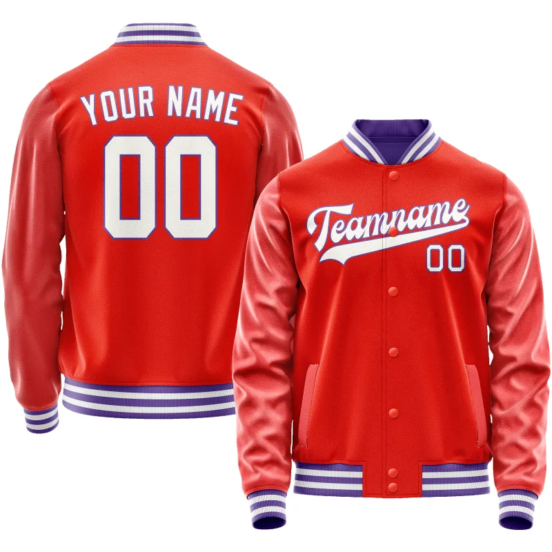 Custom Orange White Solid Color Varsity Letterman Jacket made by Tailorly