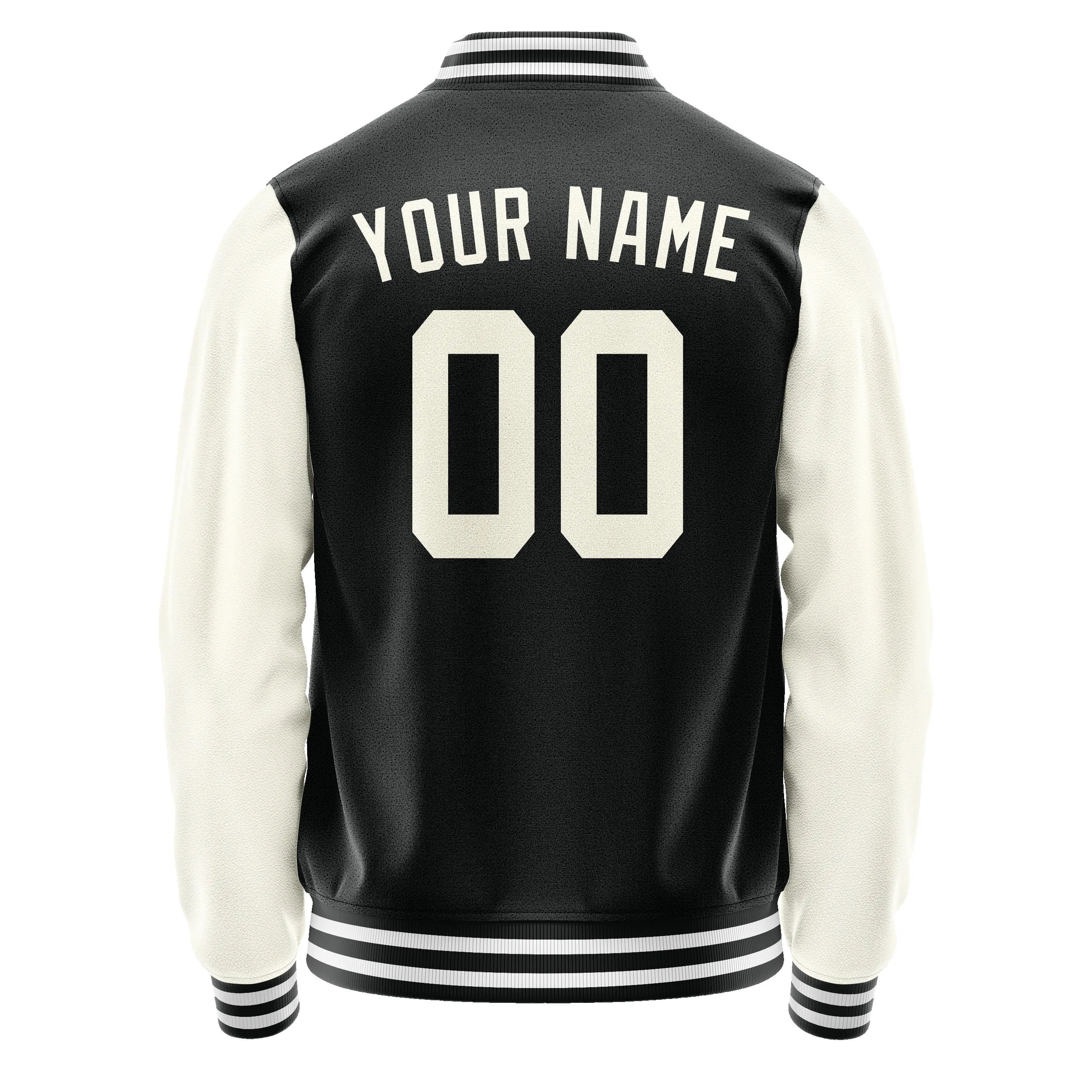 Custom Black Cream Solid Color Varsity Letterman Jacket sold by Tailorly product image thumbnail 3