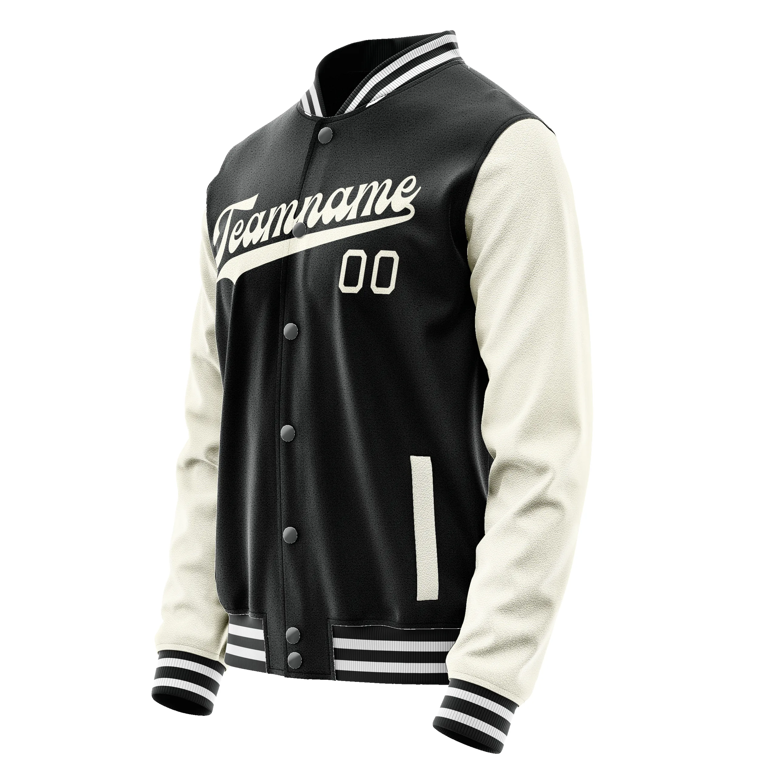 Custom Black Cream Solid Color Varsity Letterman Jacket sold by Tailorly product image thumbnail 4