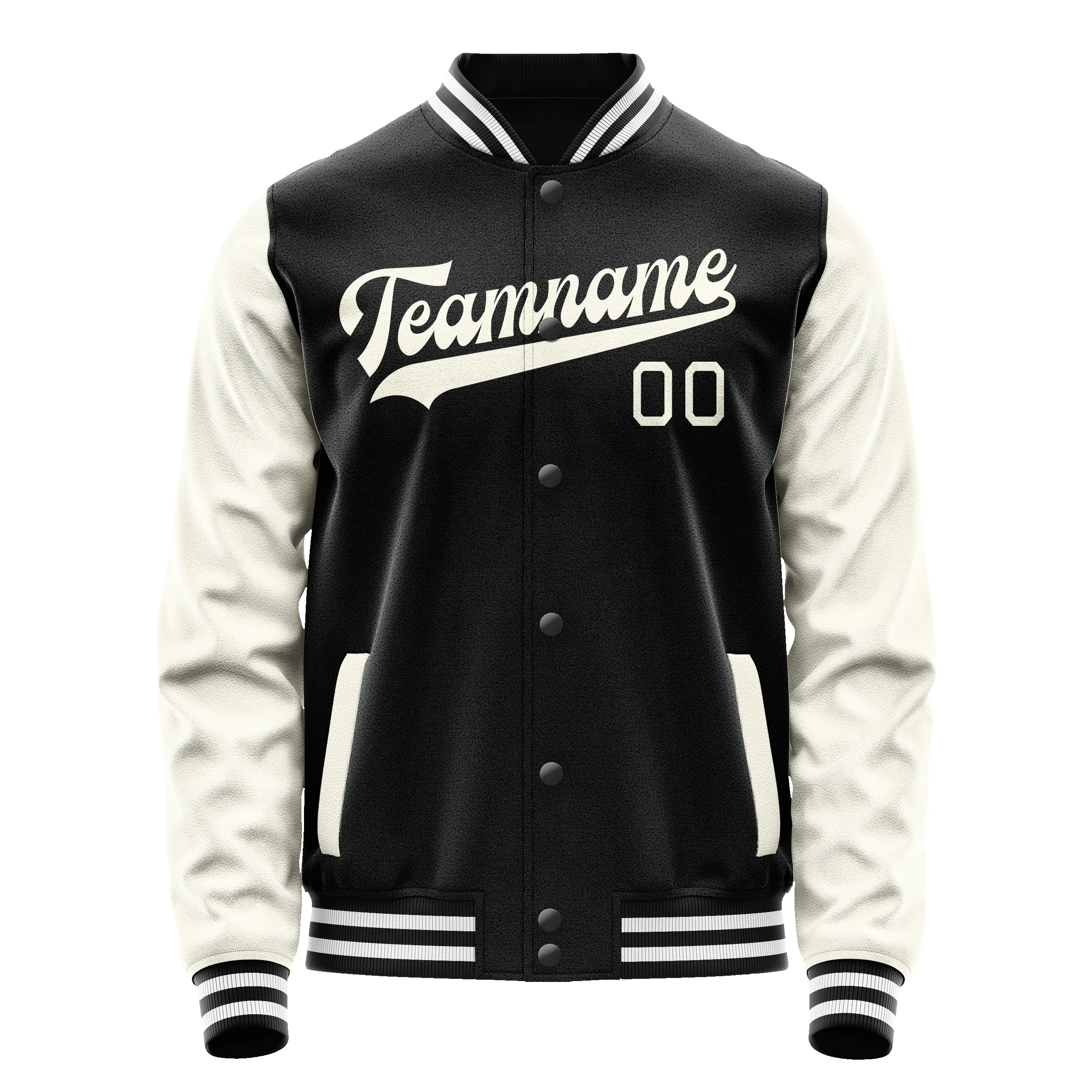 Custom Black Cream Solid Color Varsity Letterman Jacket sold by Tailorly product image thumbnail 2