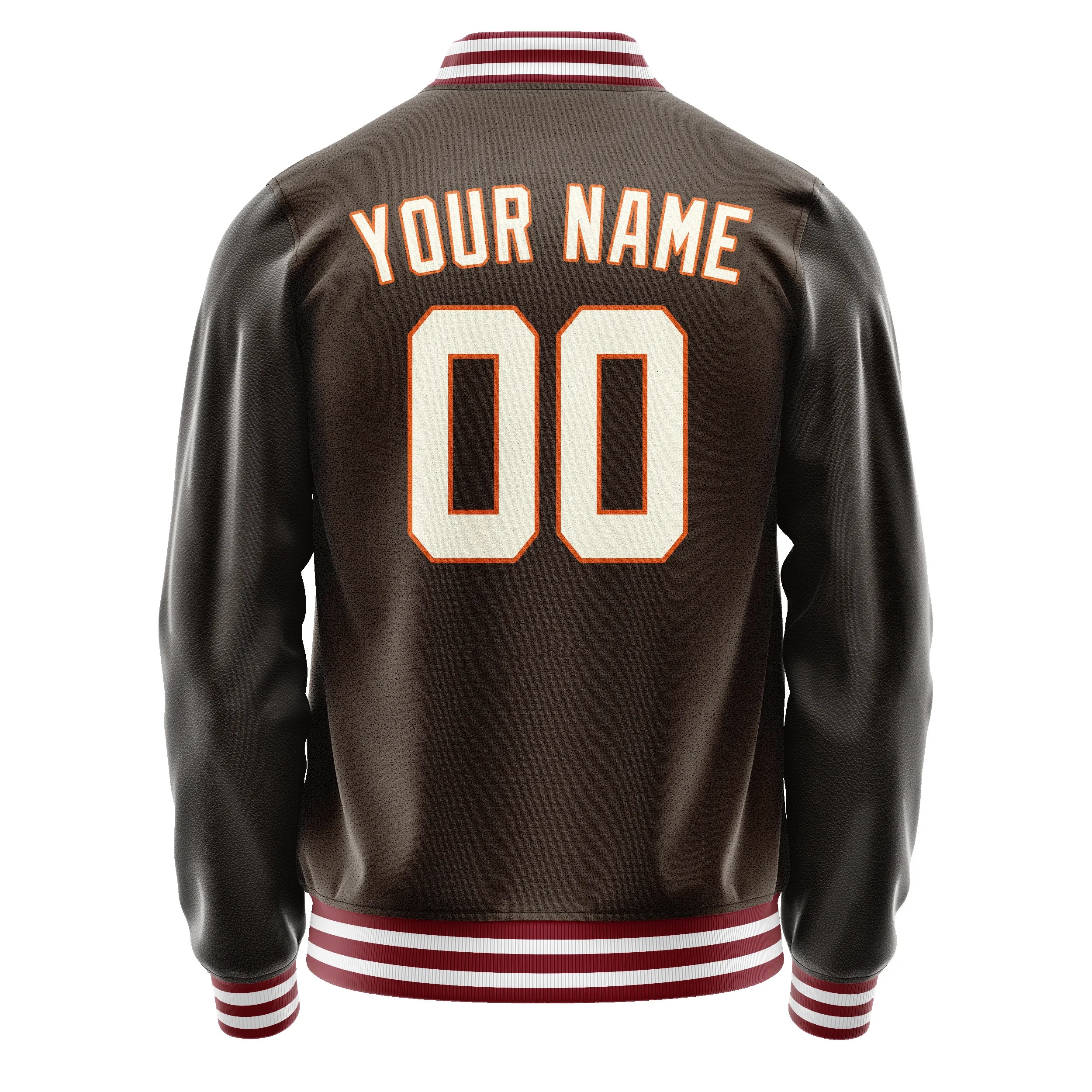 Custom Brown Gray Solid Color Varsity Letterman Jacket sold by Tailorly product image thumbnail 3