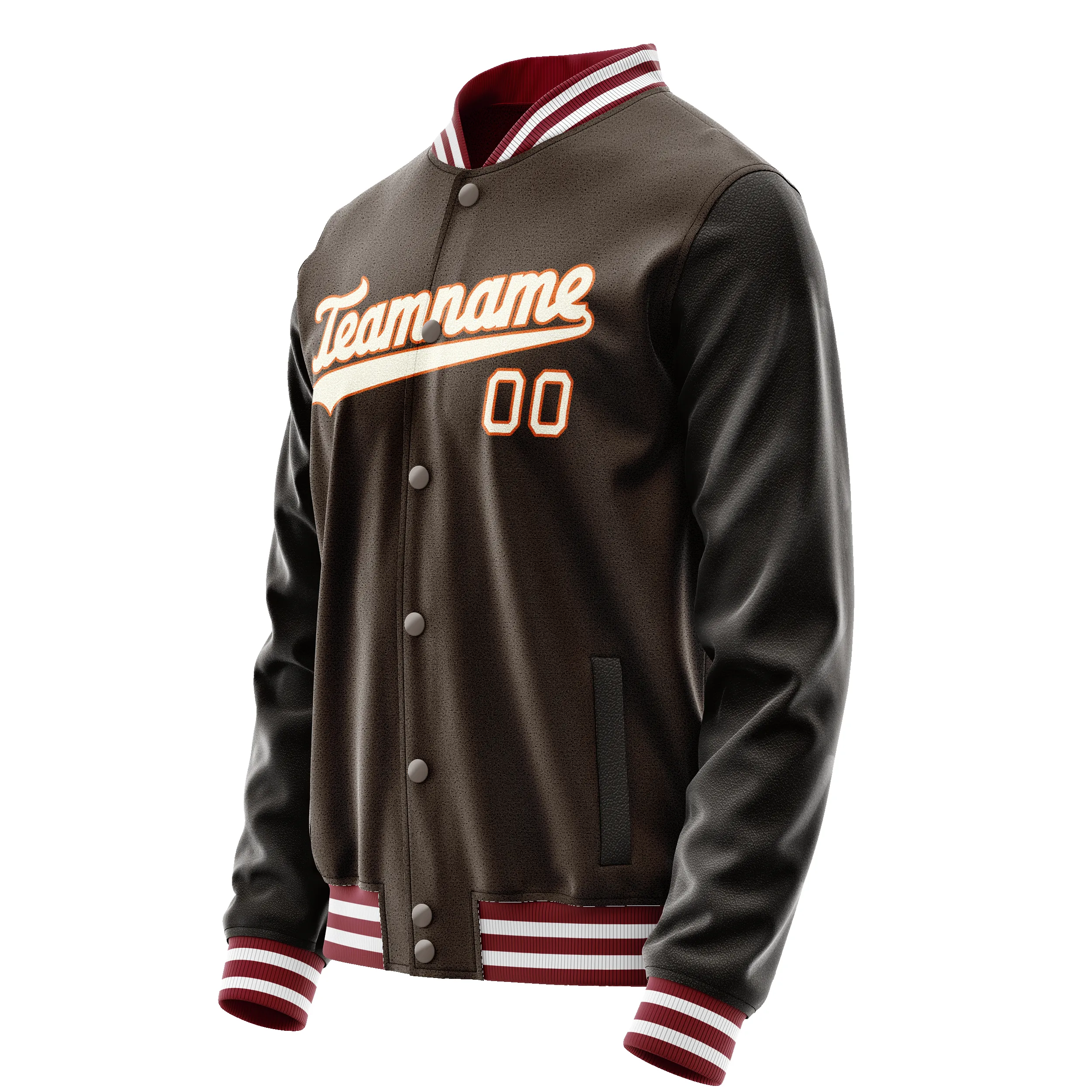 Custom Brown Gray Solid Color Varsity Letterman Jacket sold by Tailorly product image thumbnail 4