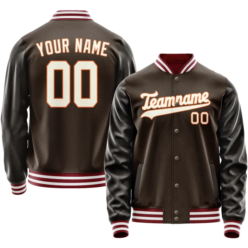 Custom Brown Gray Solid Color Varsity Letterman Jacket sold by Tailorly