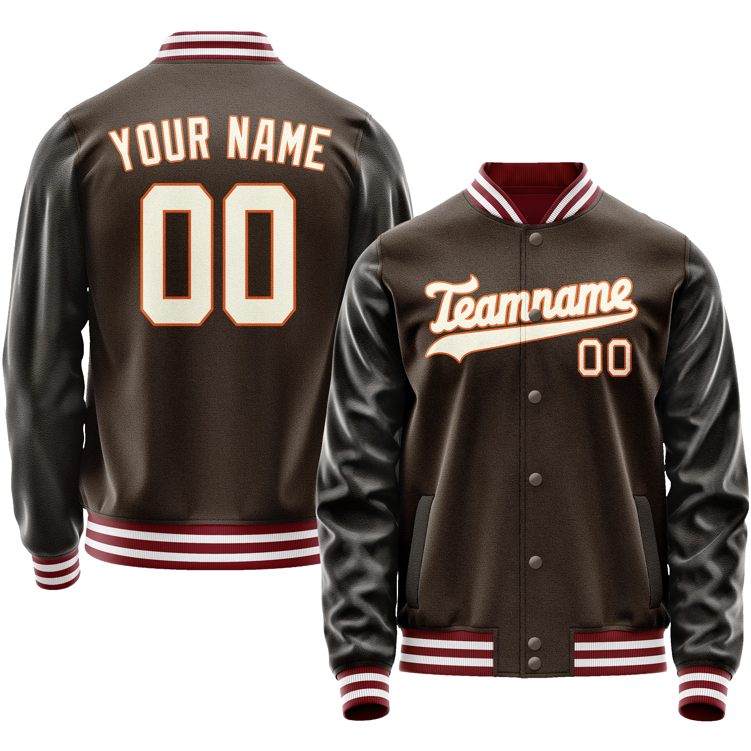 Custom Brown Gray Solid Color Varsity Letterman Jacket sold by Tailorly