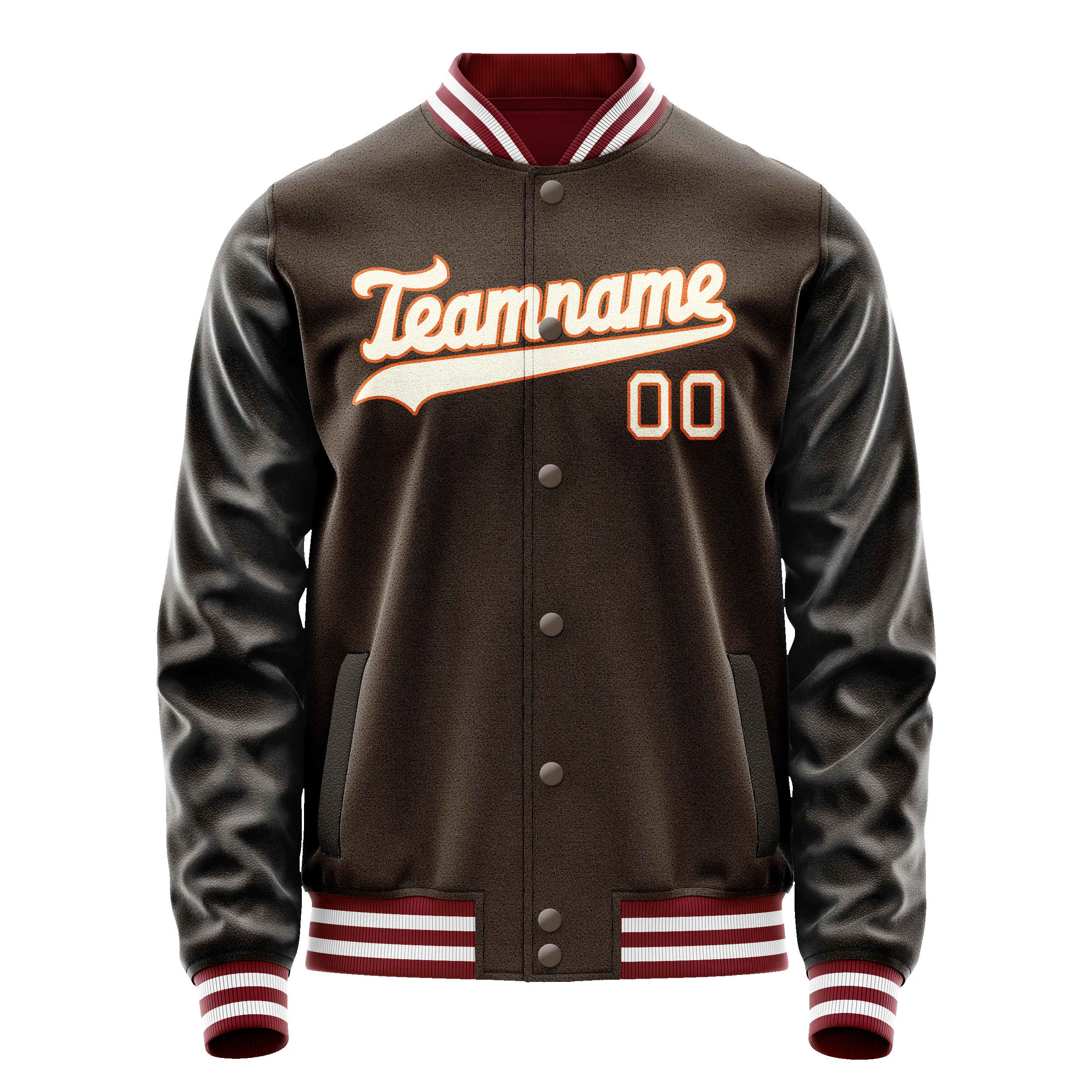 Custom Brown Gray Solid Color Varsity Letterman Jacket sold by Tailorly product image thumbnail 2