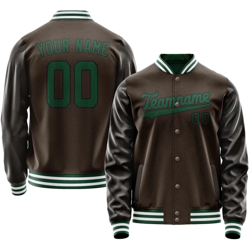 Custom Brown Teal Solid Color Varsity Letterman Jacket sold by Tailorly