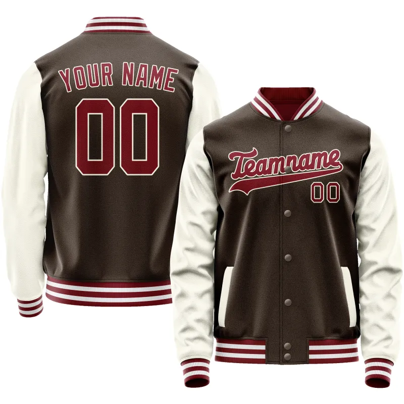Custom Brown Cream Solid Color Varsity Letterman Jacket sold by Tailorly
