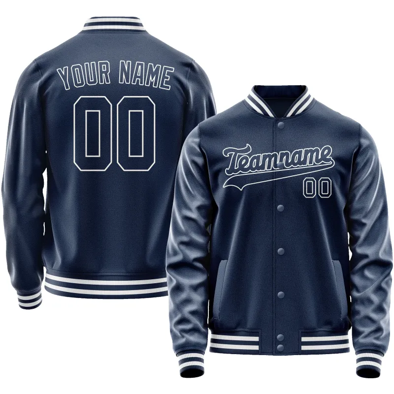 Custom Royal White Solid Color Varsity Letterman Jacket sold by Tailorly