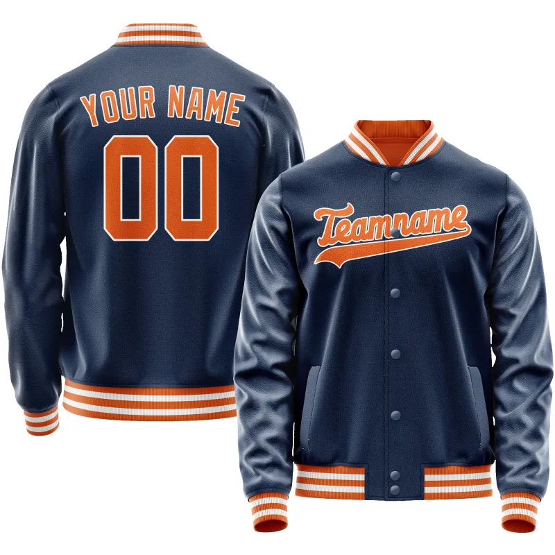 Custom Royal Orange Solid Color Varsity Letterman Jacket sold by Tailorly