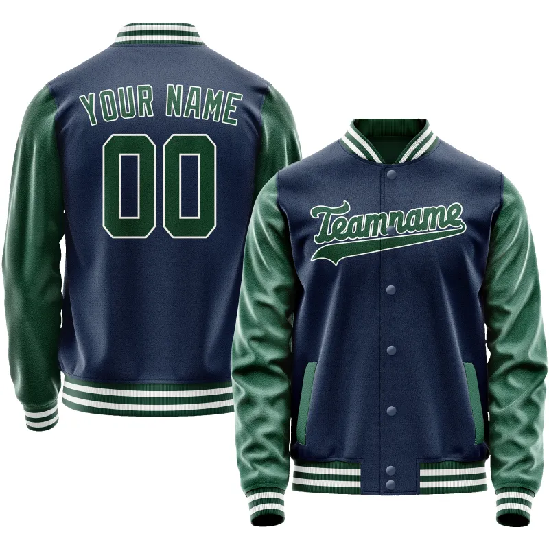 Custom Royal Kelly-Green Solid Color Varsity Letterman Jacket sold by Tailorly