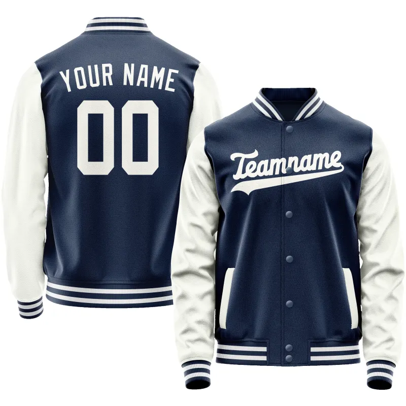 Custom Royal White Solid Color Varsity Letterman Jacket sold by Tailorly