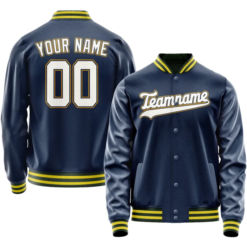 Custom Royal White Solid Color Varsity Letterman Jacket made by Tailorly