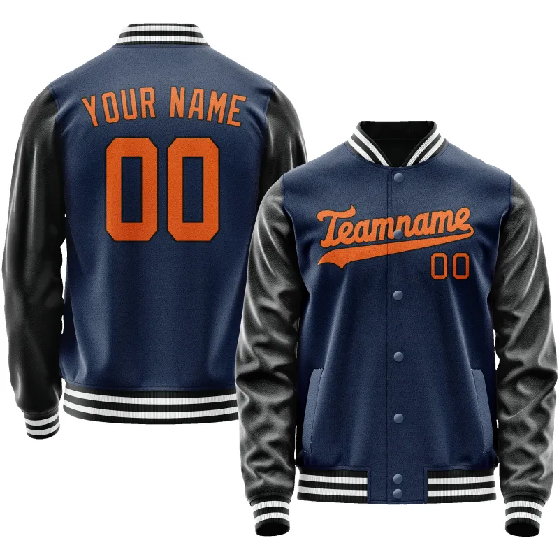 Custom Royal Black Solid Color Varsity Letterman Jacket sold by Tailorly